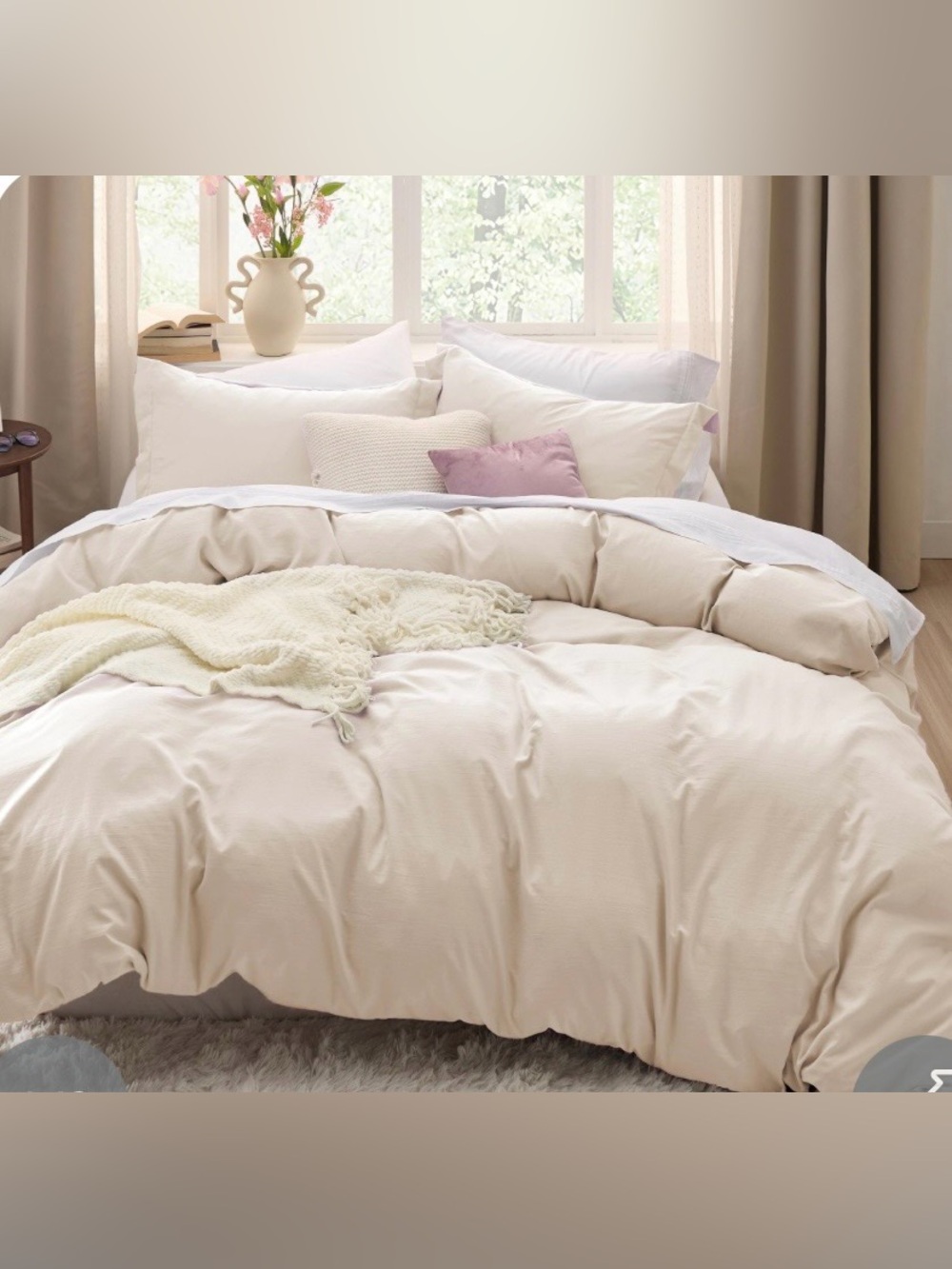 QUEEN Neutral Duvet 3Pc. Set - CREAM